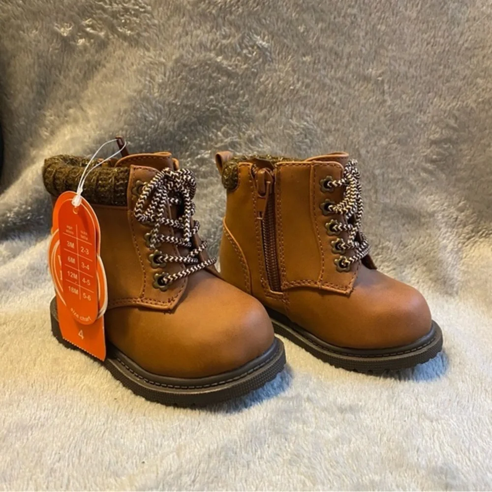 Wonder Nation Shoes Girls‎ Size 4 Boots Side Zip Brown New With Tags